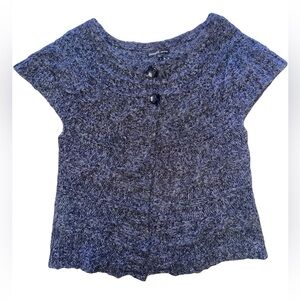 Berretti Women’s Italian Wool Blend Cap Sleeve Shrug 2-Button Blue Sweater Large